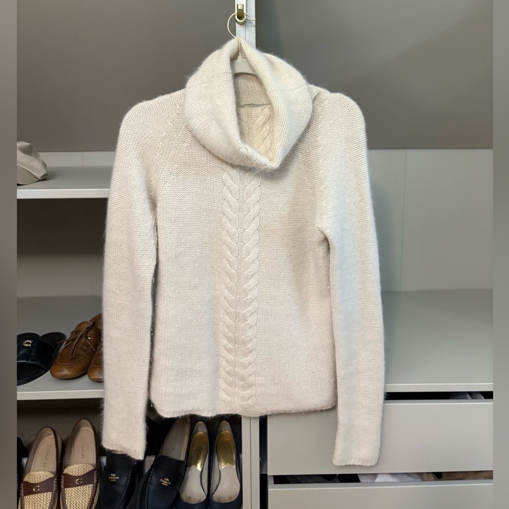 Tan Angora Blend Turtleneck Sweater, M